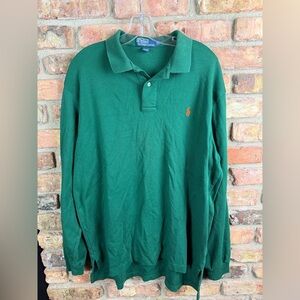 Mens Polo Ralph Lauren Green Long Sleeve Polo Shirt Size XL
